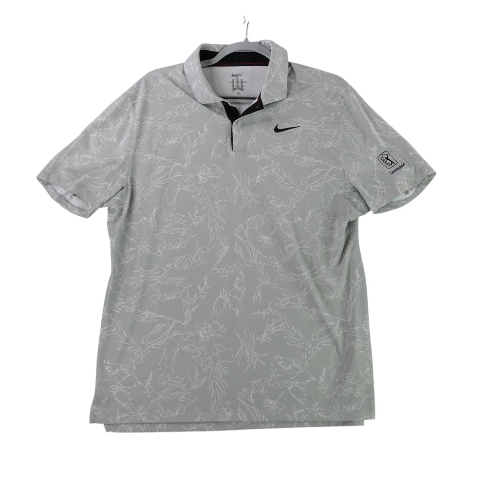 Nike Tiger Woods Golf Polo Mens Medium Grey TPC Scottsdale DX6092-077